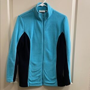 L.L. Bean Women's Turquoise and Black Fleece Jacket